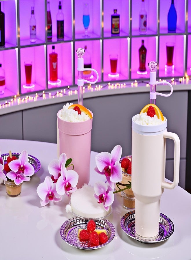 غطاء ماصة سيليكون قابل لإعادة الاستخدام بتصميم ماسي أرجواني، أغطية لامعة مقاس 10 مم/0.4 بوصة، واقيات لأكواب الشرب سعة 30/40 أونصة، ملحقات قابلة لإعادة الاستخدام - Image 5